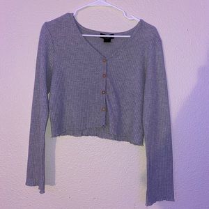 See You Monday Cropped Ribbed Long Sleeve Sweater